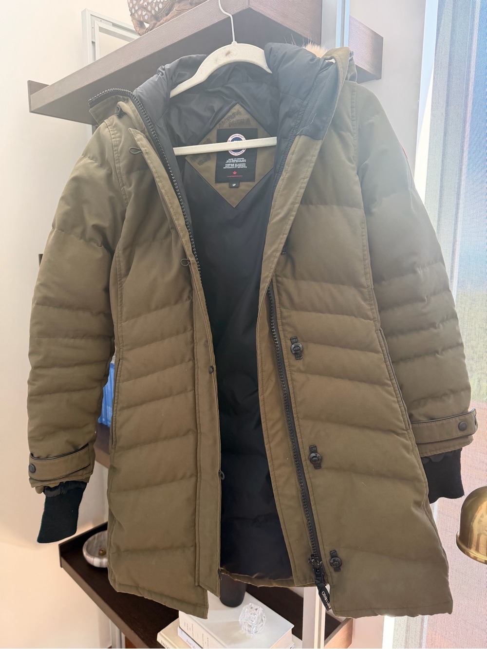 Canada Goose Women’s Olive Green Puffer Coat with Hood